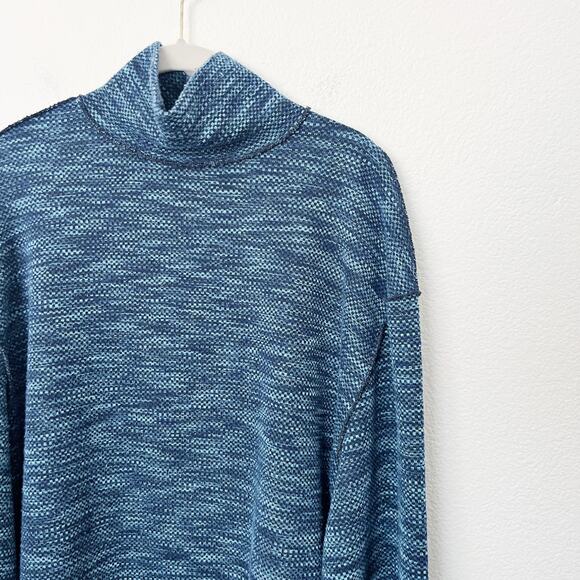 [Free People] Blue Sunny Days Turtleneck Knit Oversized Sweater Size Medium M - Picture 7 of 13